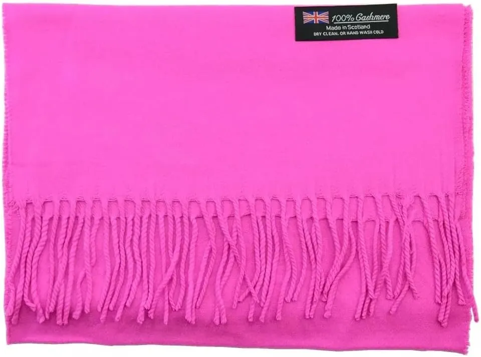 100% Cashmere Fashion Hot Pink for Women and Men - Soft, Warm, and Long Winter Shawl Wrap