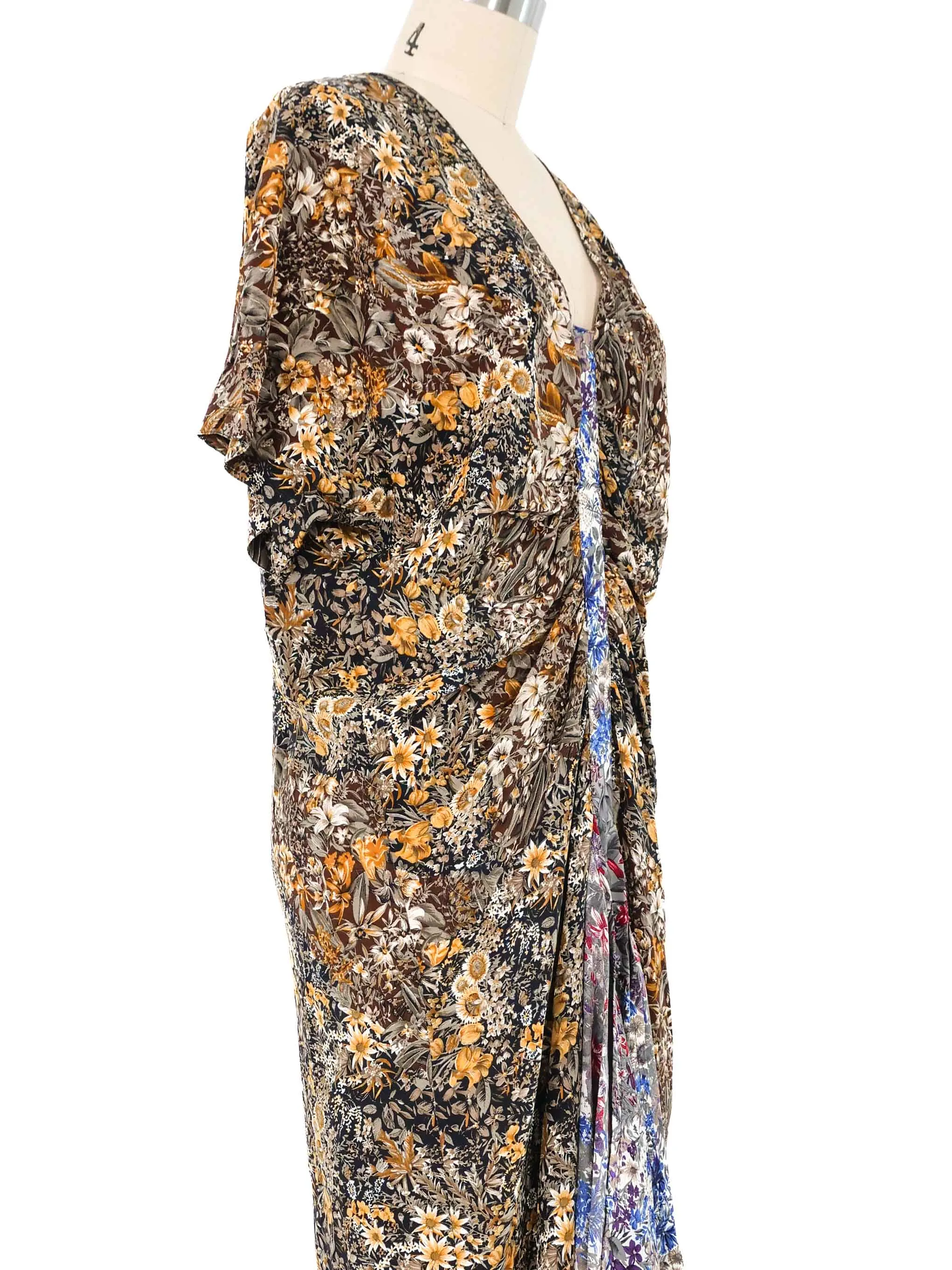 1980s Gianni Versace Mixed Floral Dress