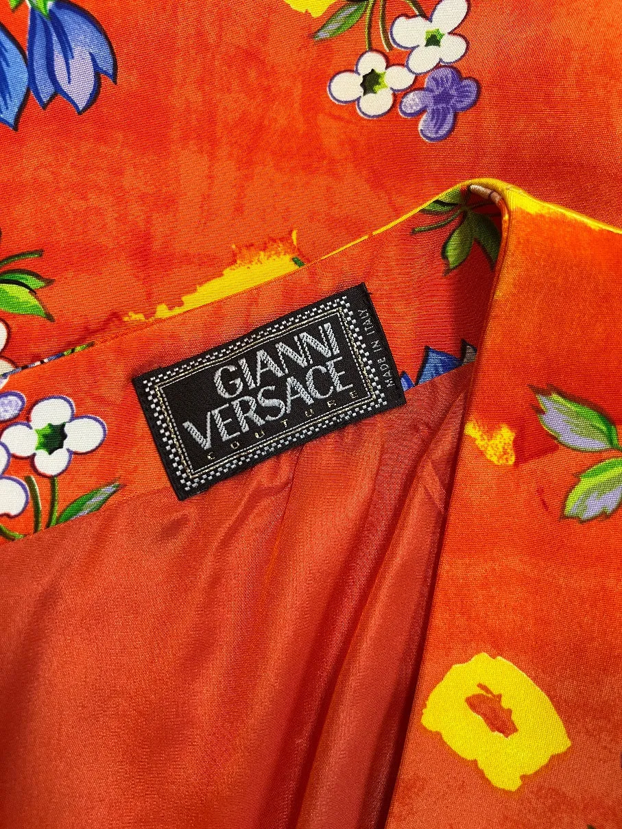 1993 Runway Gianni Versace Couture Floral Column Dress