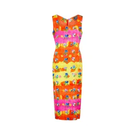 1993 Runway Gianni Versace Couture Floral Column Dress