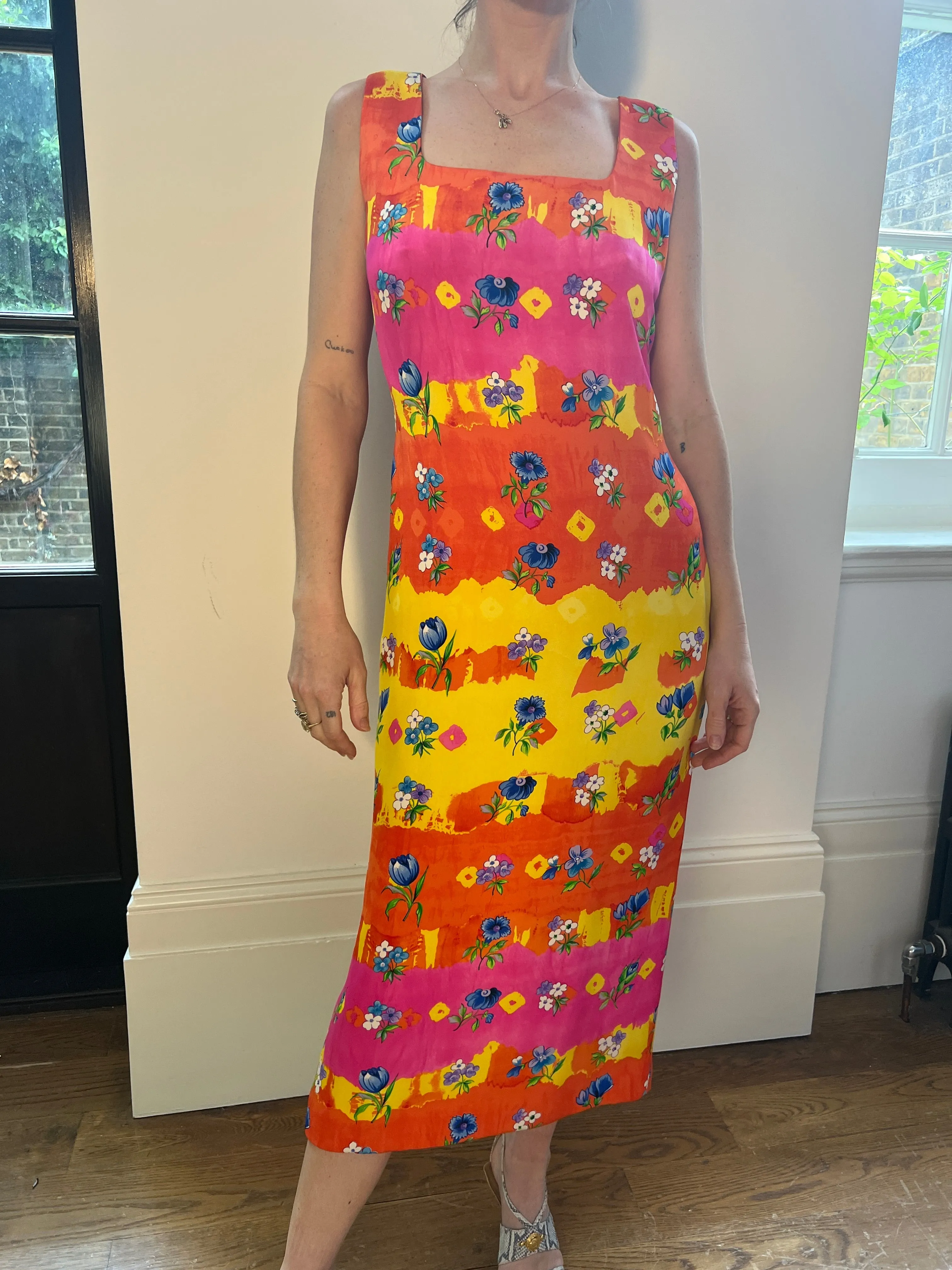 1993 Runway Gianni Versace Couture Floral Column Dress