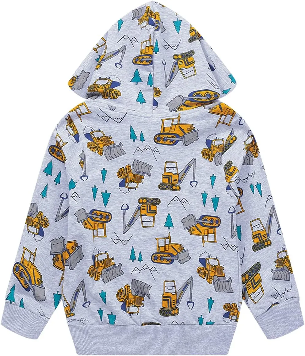Akyzic Baby Boys Zip Up Hoodie Toddler Boys Jacket Cartoon Winter Long Sleeve Hooded Sweatshirt Tops Fall Coat Kids 2-7 Years