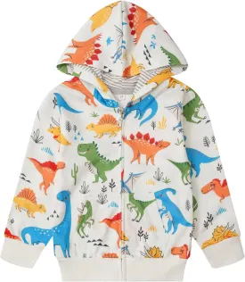 Akyzic Baby Boys Zip Up Hoodie Toddler Boys Jacket Cartoon Winter Long Sleeve Hooded Sweatshirt Tops Fall Coat Kids 2-7 Years