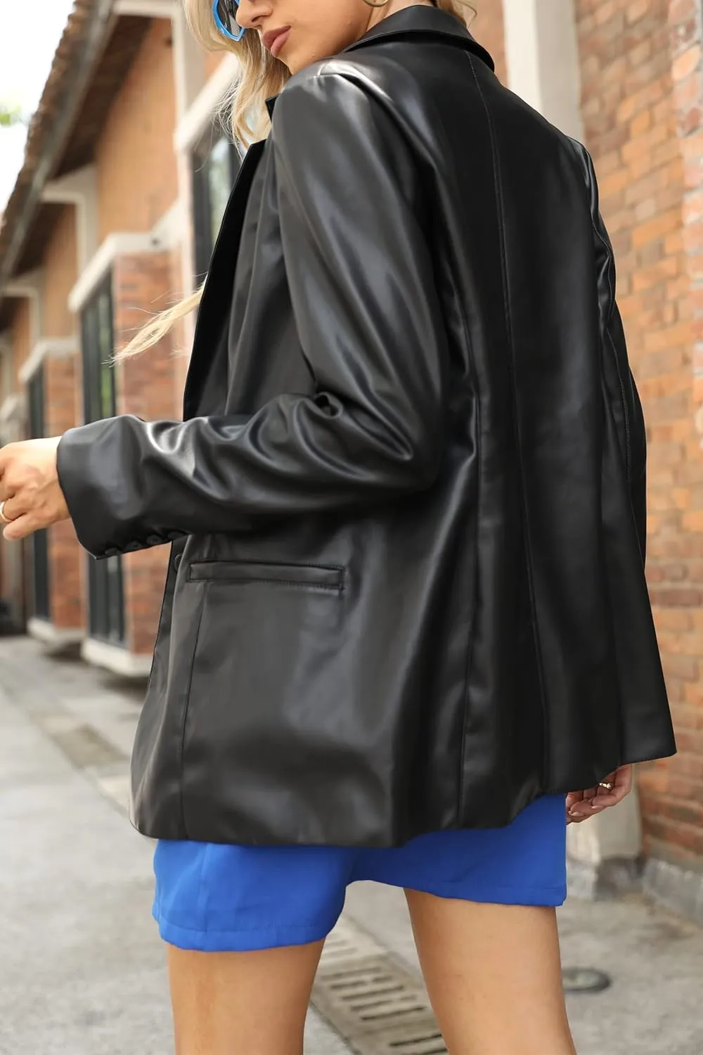 Bellivera Faux Leather Jacket Women Motorcycle Zipper Bomber PU Bike Coat with Pockets