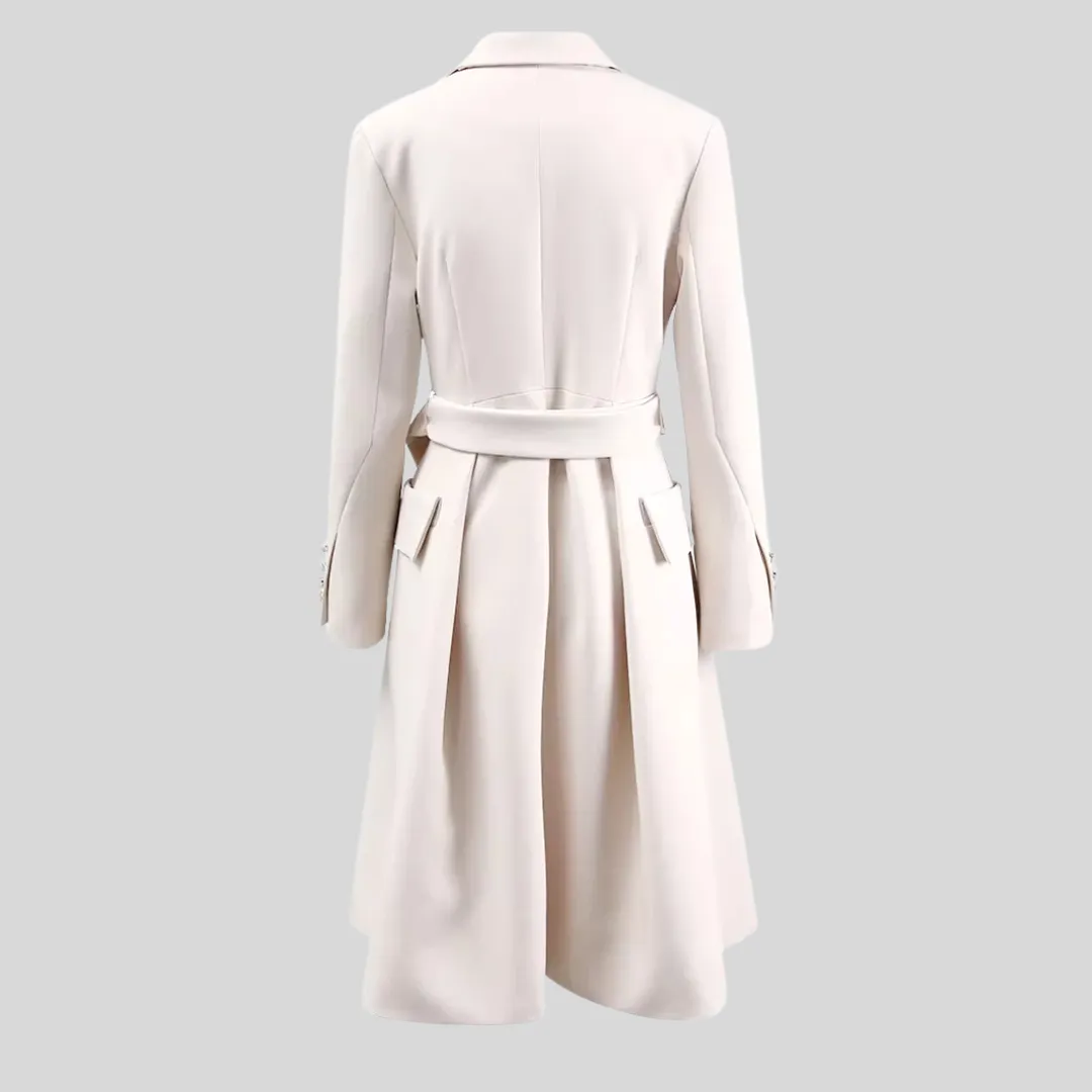 Belted Long Sleeve Trench Coat - Beige