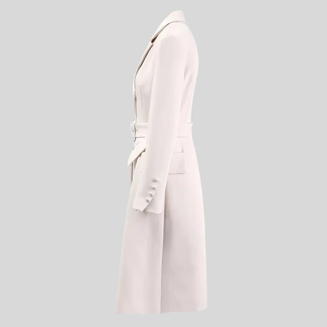 Belted Long Sleeve Trench Coat - Beige