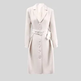 Belted Long Sleeve Trench Coat - Beige