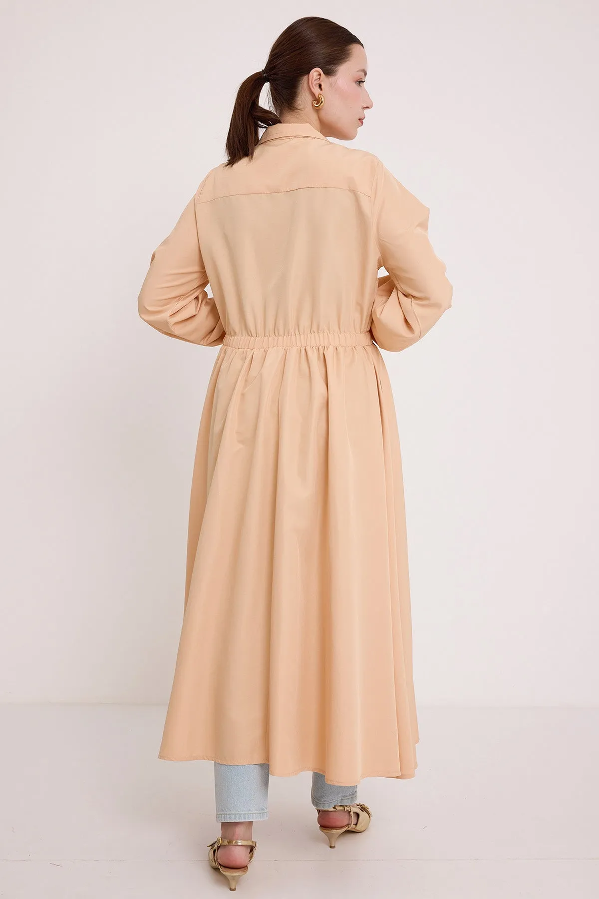 BGD Women Woman Beige Zippered Long Trench Coat 5912 - Avondale