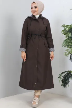 BNG Women Long Hijab Trench Coat Brown - Clermont