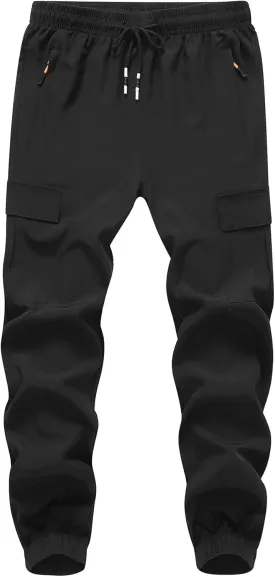 Boy's Cargo Joggers Pants Youth Quick Dry Hiking Lightweight Pants for Sports Outdoor with Zipper Pockets
