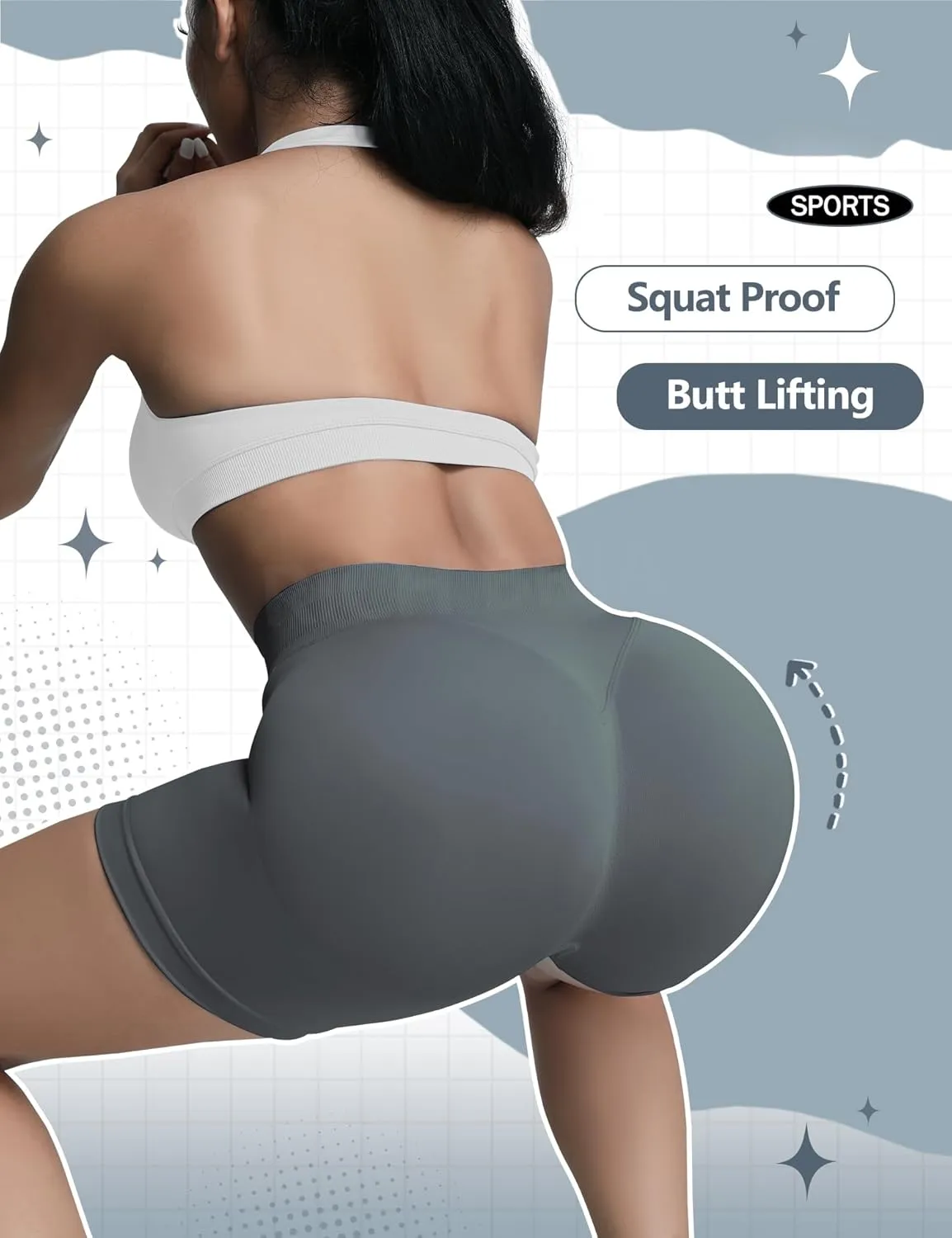 Butt Lifting Impact Shorts for Women Hidden Scrunch Booty Lift Gym Yoga Shorts Seamless Tummy Control 4.5"