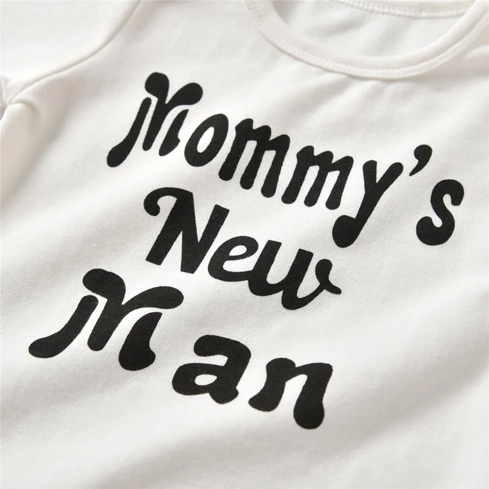 Eghunooy Newborn Baby Boy Clothes Letter Print Romper Pants Hat Infant 3PCS Outfits Set