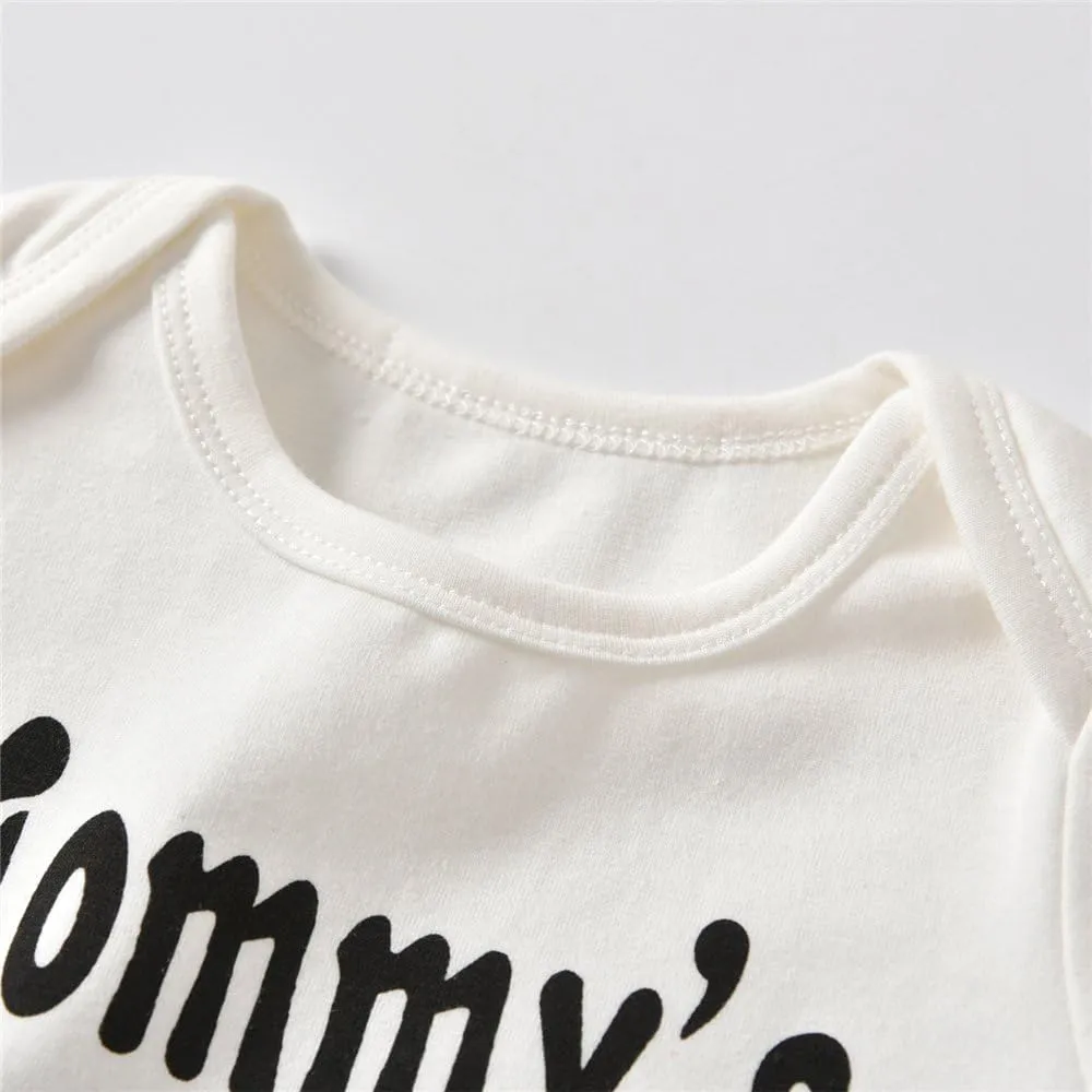 Eghunooy Newborn Baby Boy Clothes Letter Print Romper Pants Hat Infant 3PCS Outfits Set