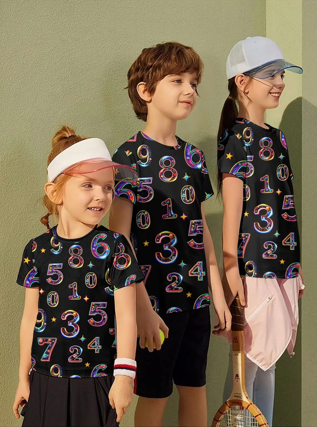 Enlifety Boys Girls T-Shirts 3D Graphic Shirts Kids Cool Short Sleeve Tees Size 4-14T
