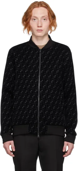 Fendi Black 'Forever Fendi' Bomber Jacket