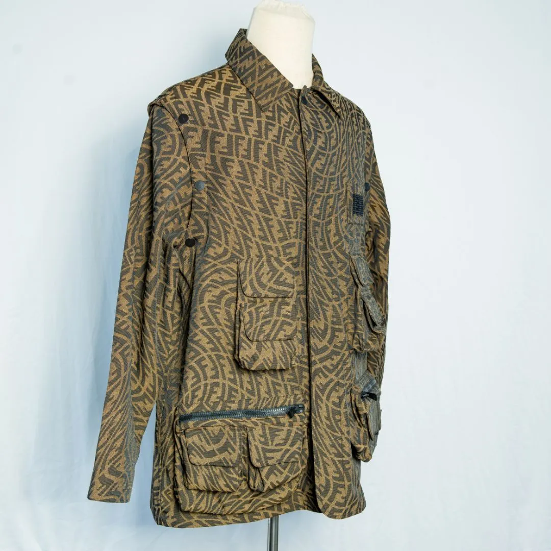 Fendi Brown Canvas FF Vertigo Jacket