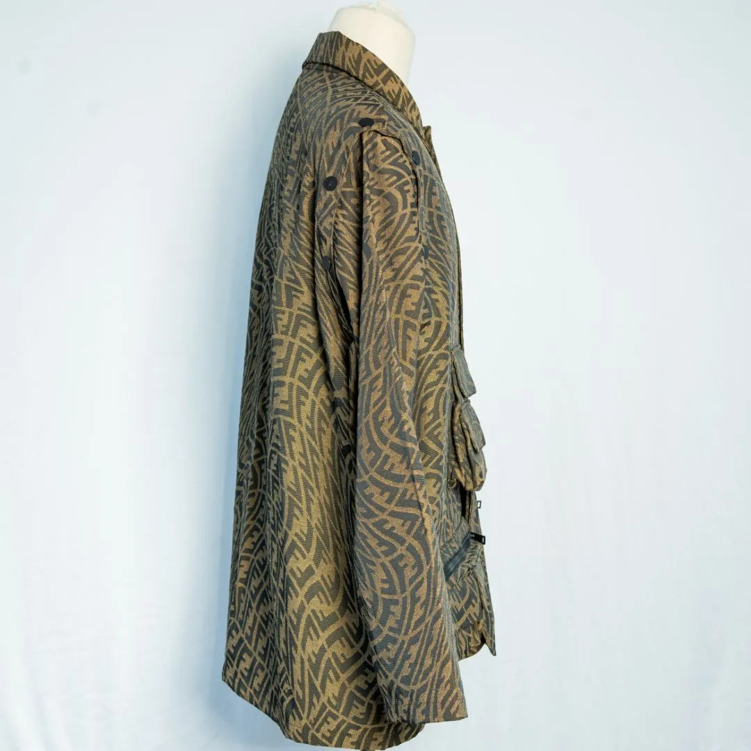 Fendi Brown Canvas FF Vertigo Jacket