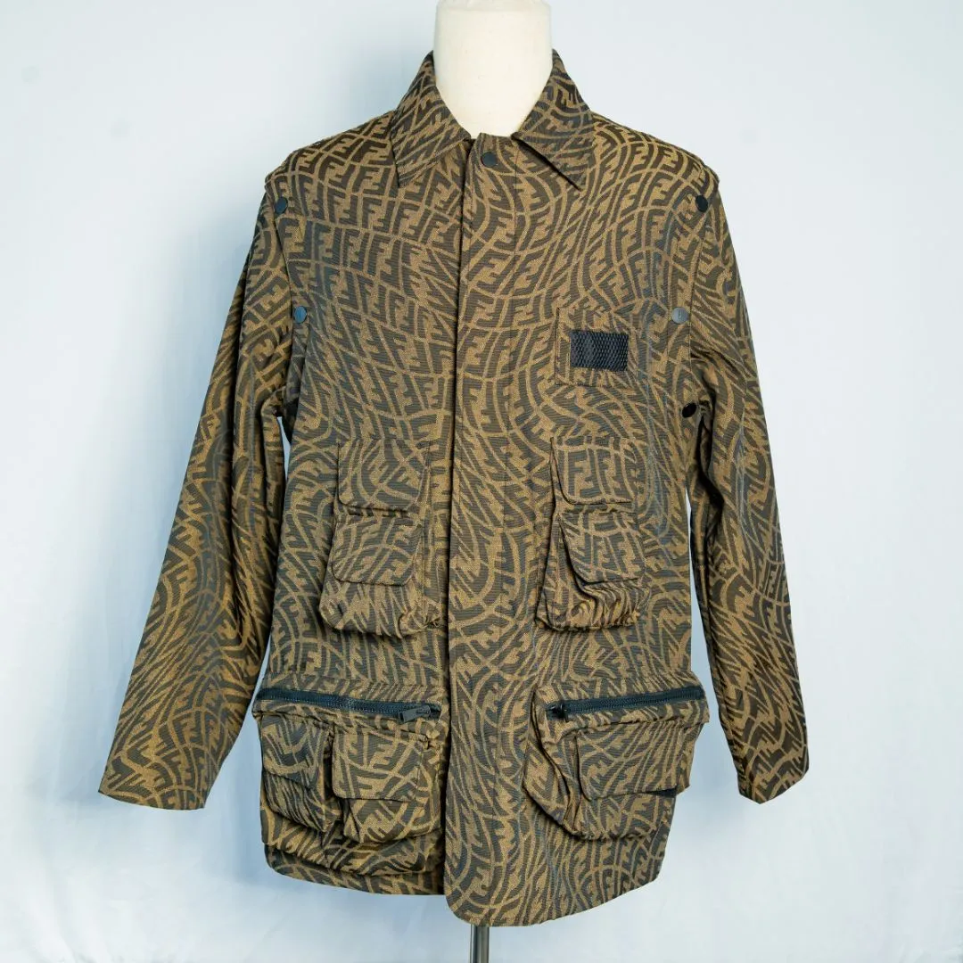 Fendi Brown Canvas FF Vertigo Jacket