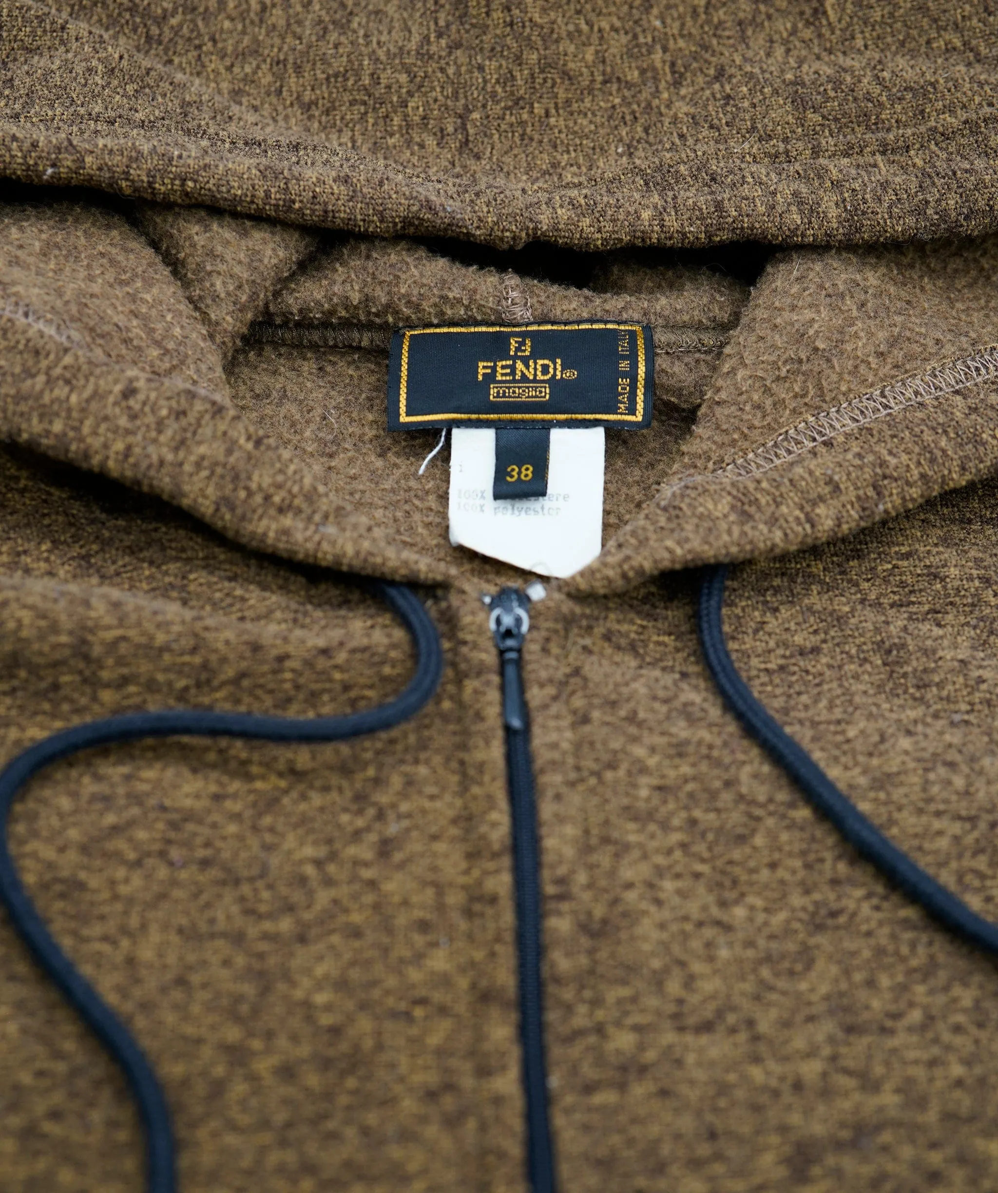 Fendi Logo Full Zip Hoodie Jacket Brown ASL5393