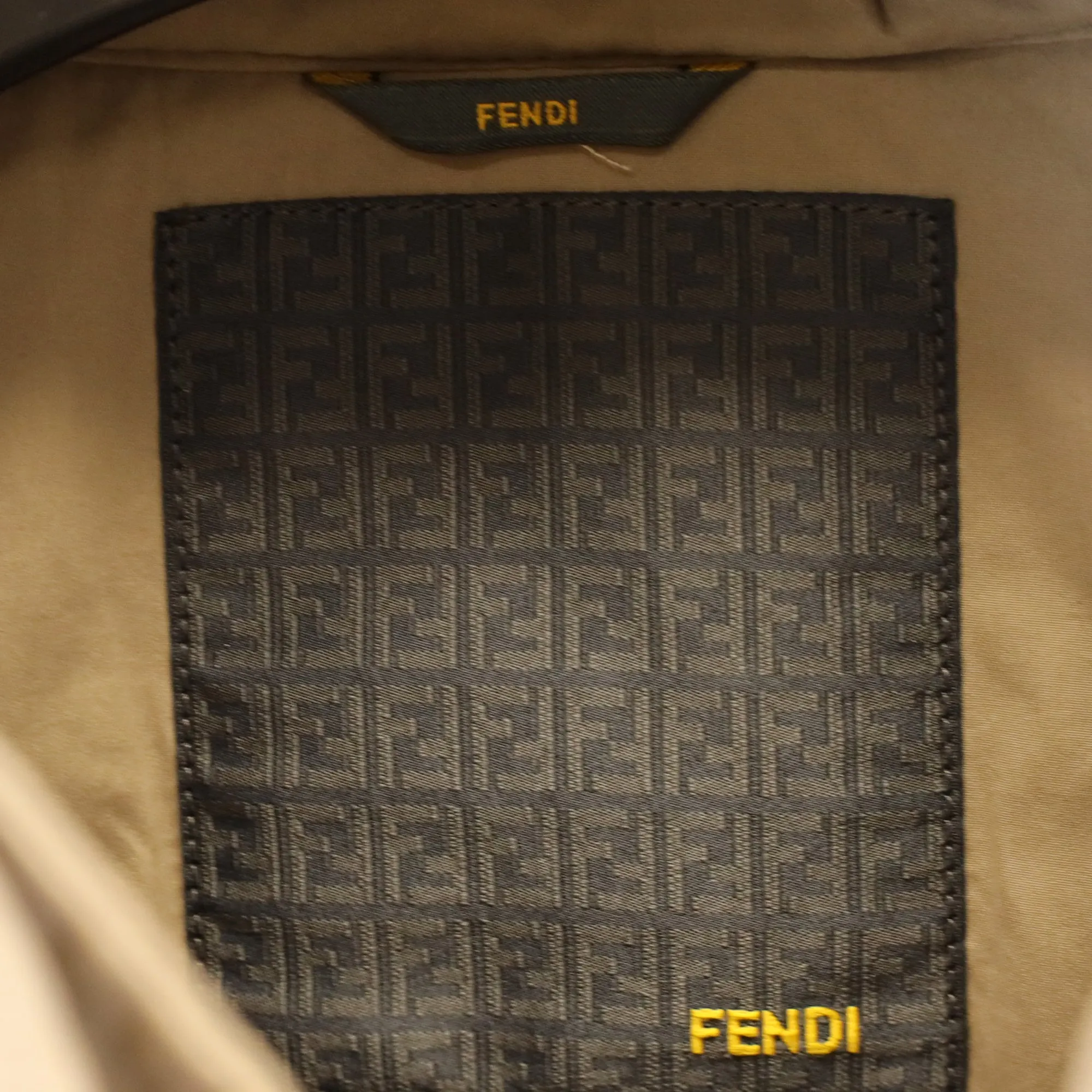 Fendi Logo Quilted Vest Jacket in Beige Polyester