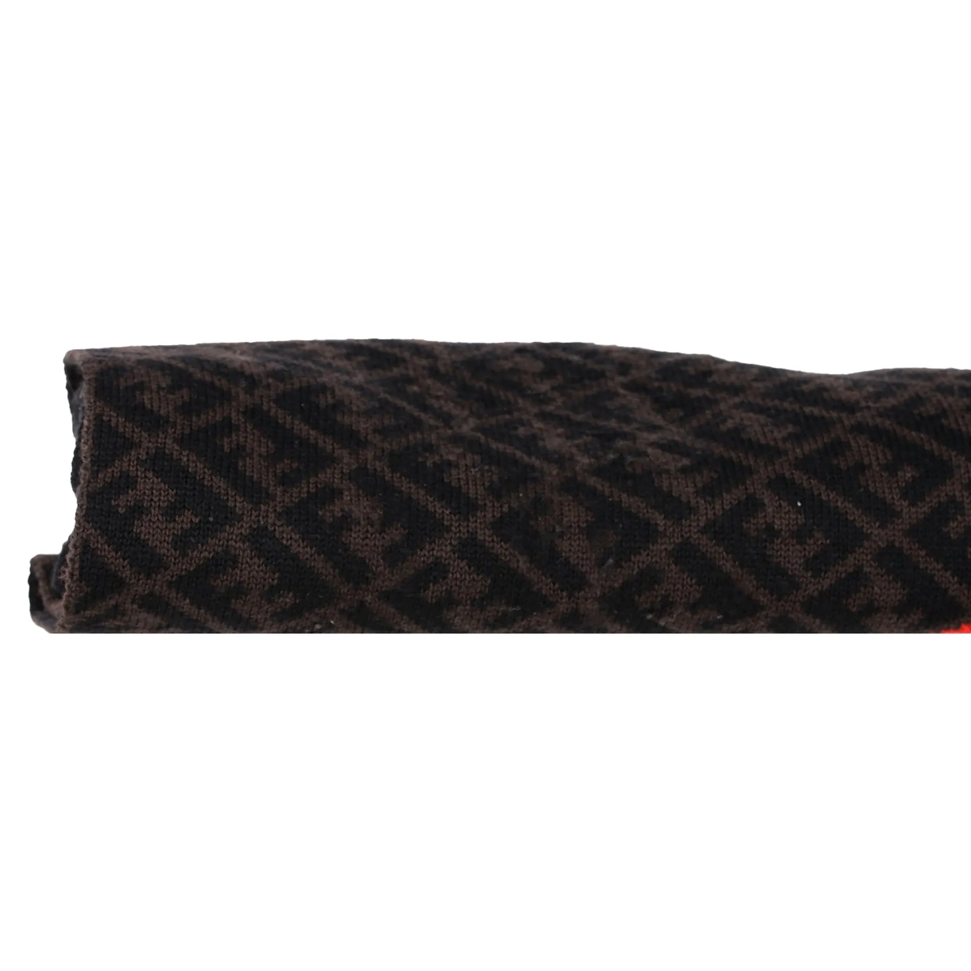 Fendi Logo Scarf in Brown Wool