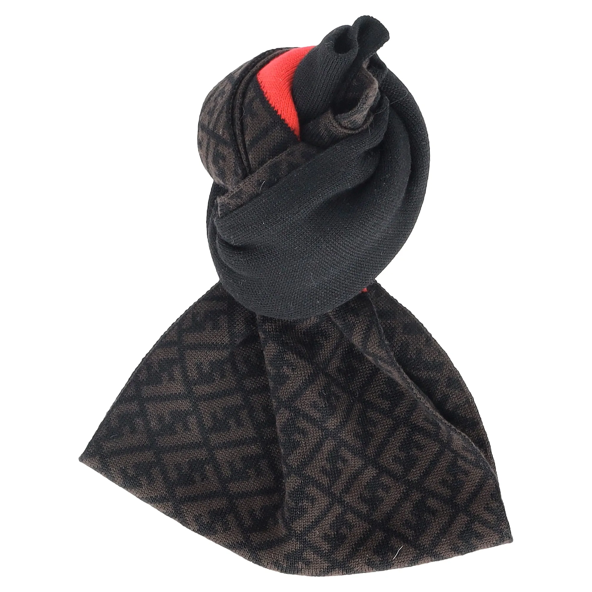 Fendi Logo Scarf in Brown Wool