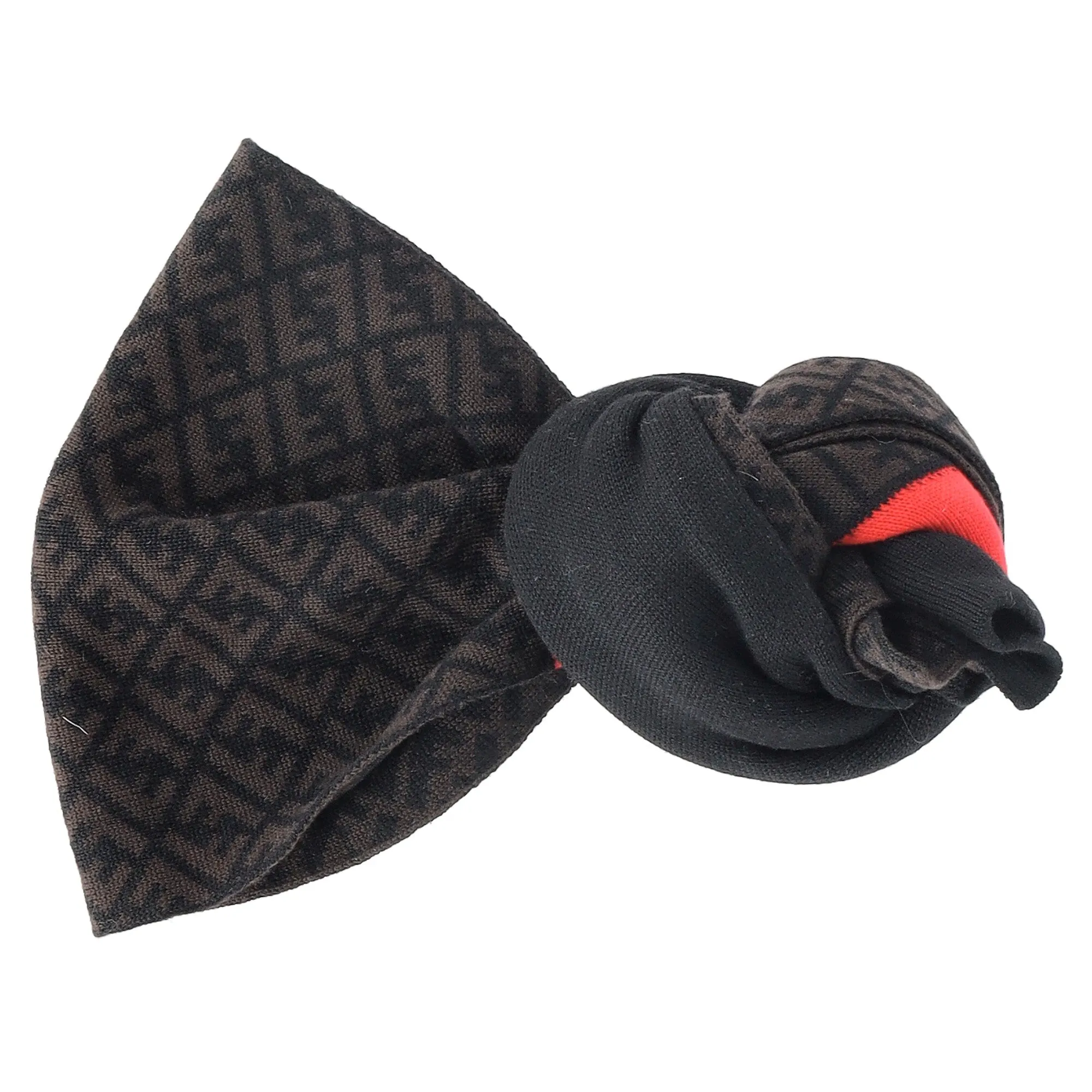 Fendi Logo Scarf in Brown Wool