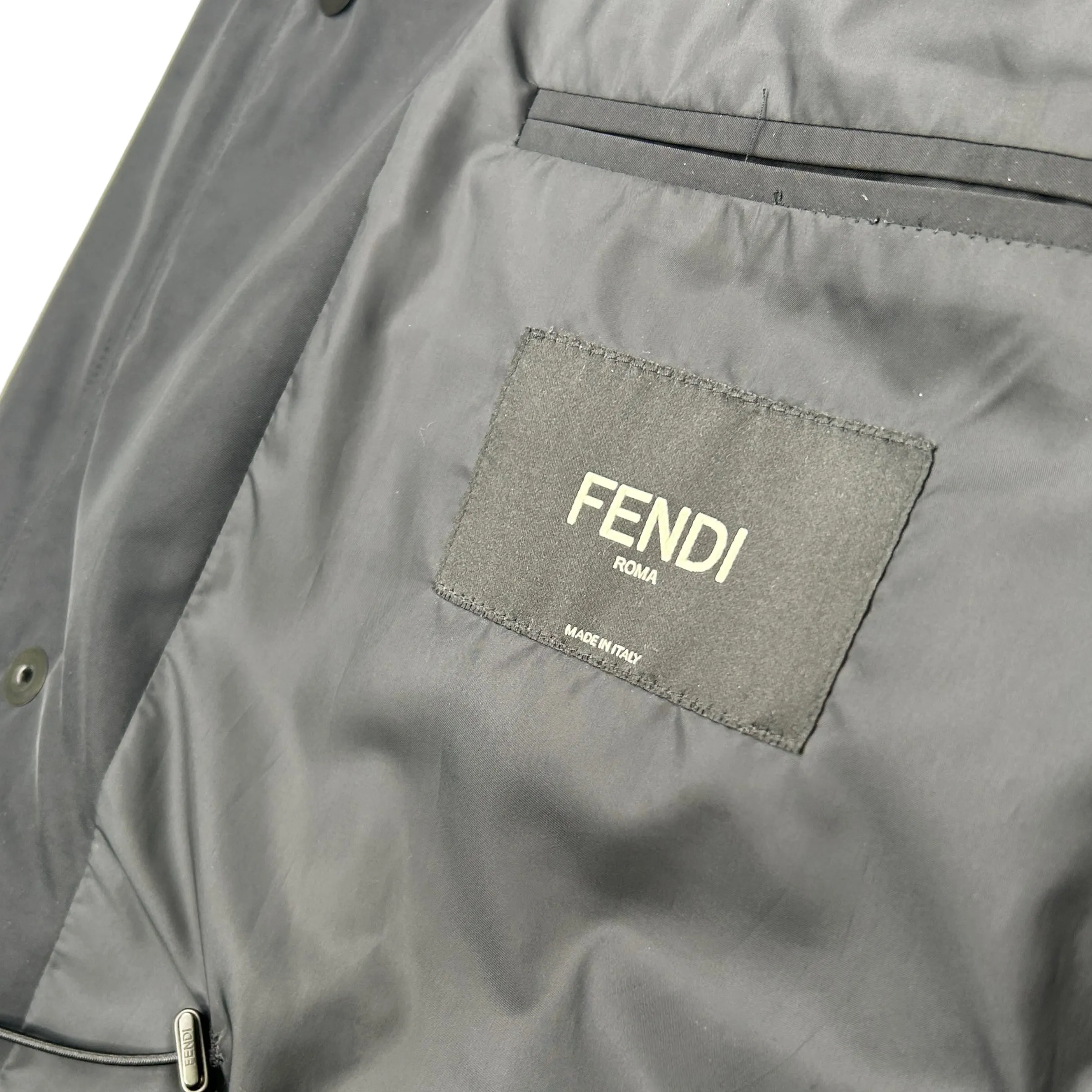FENDI SCRIPT LOGO BLACK WINDBREAKER JACKET