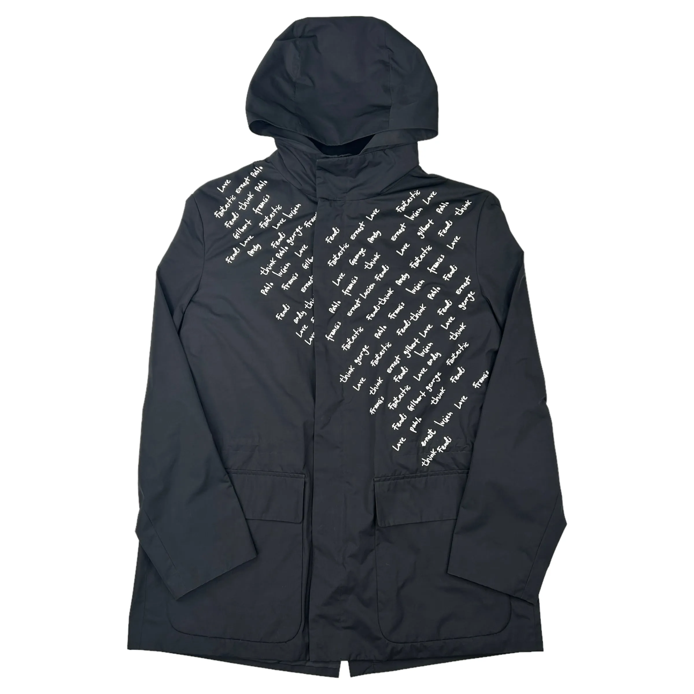 FENDI SCRIPT LOGO BLACK WINDBREAKER JACKET