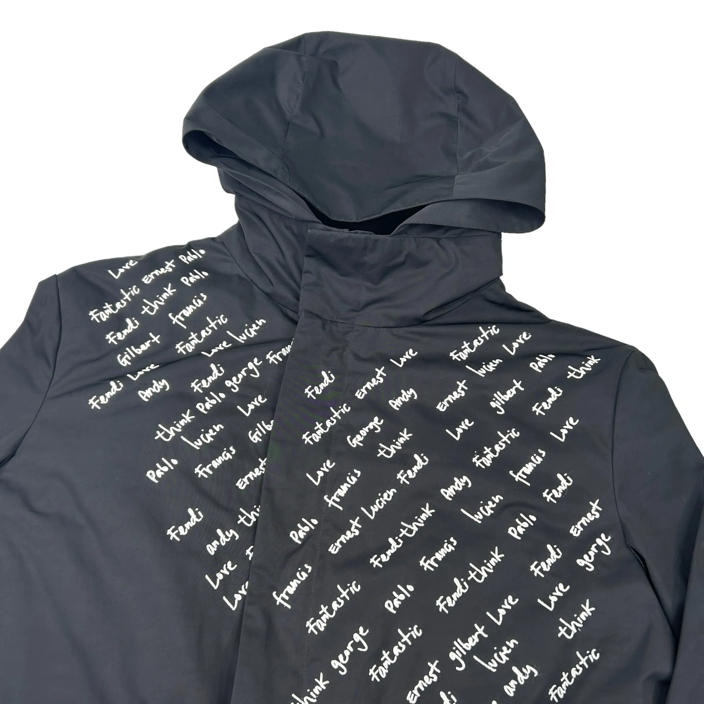 FENDI SCRIPT LOGO BLACK WINDBREAKER JACKET