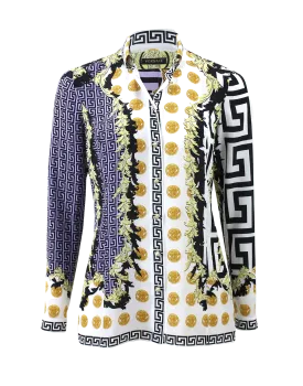 Flag Print Silk Blouse