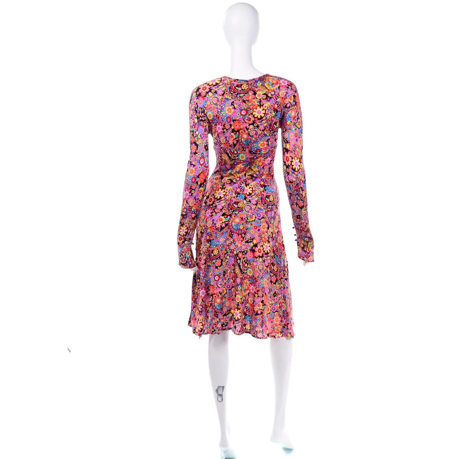 F/W 2002 Versace Mod Flower Power Print Jersey Dress