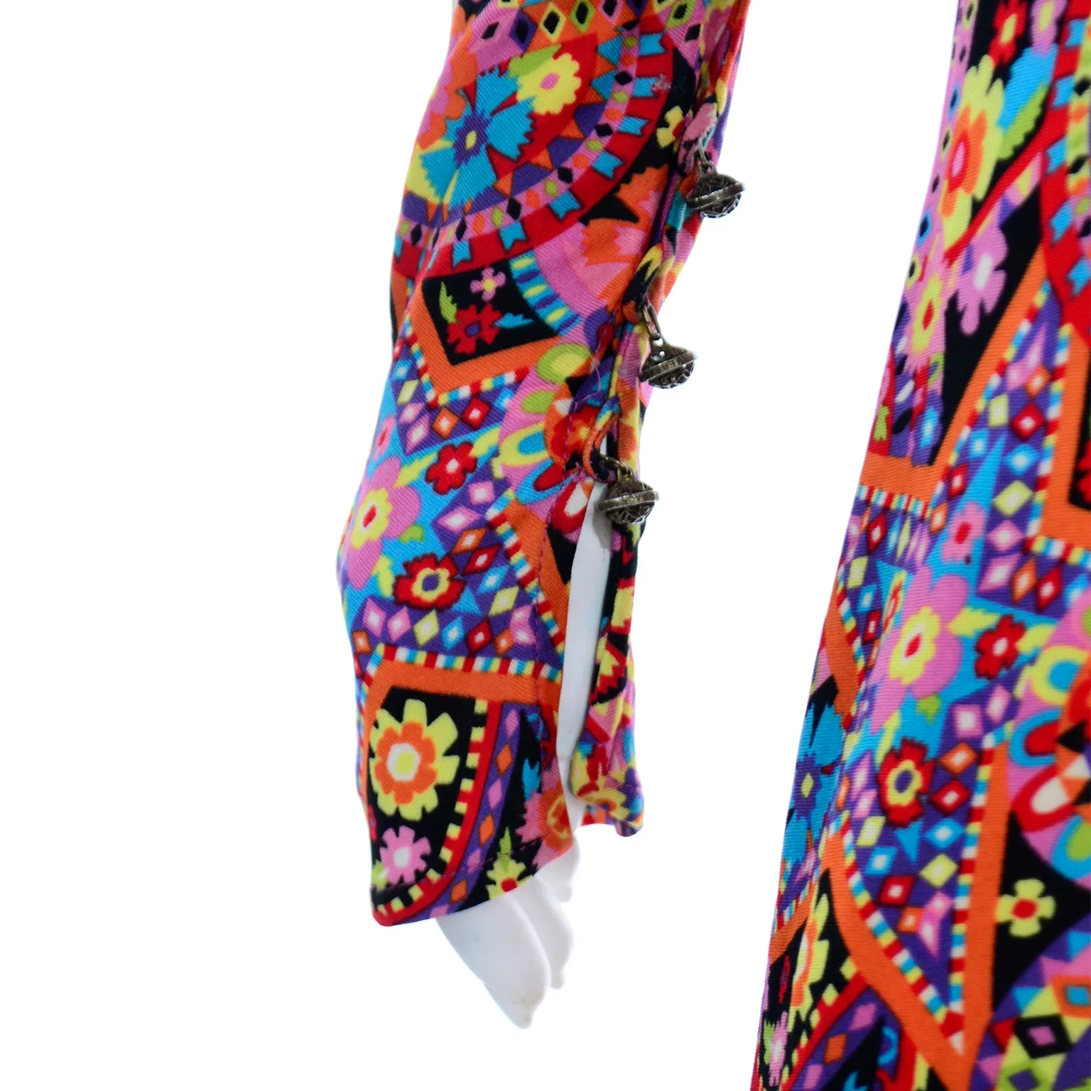 F/W 2002 Versace Mod Flower Power Print Jersey Dress