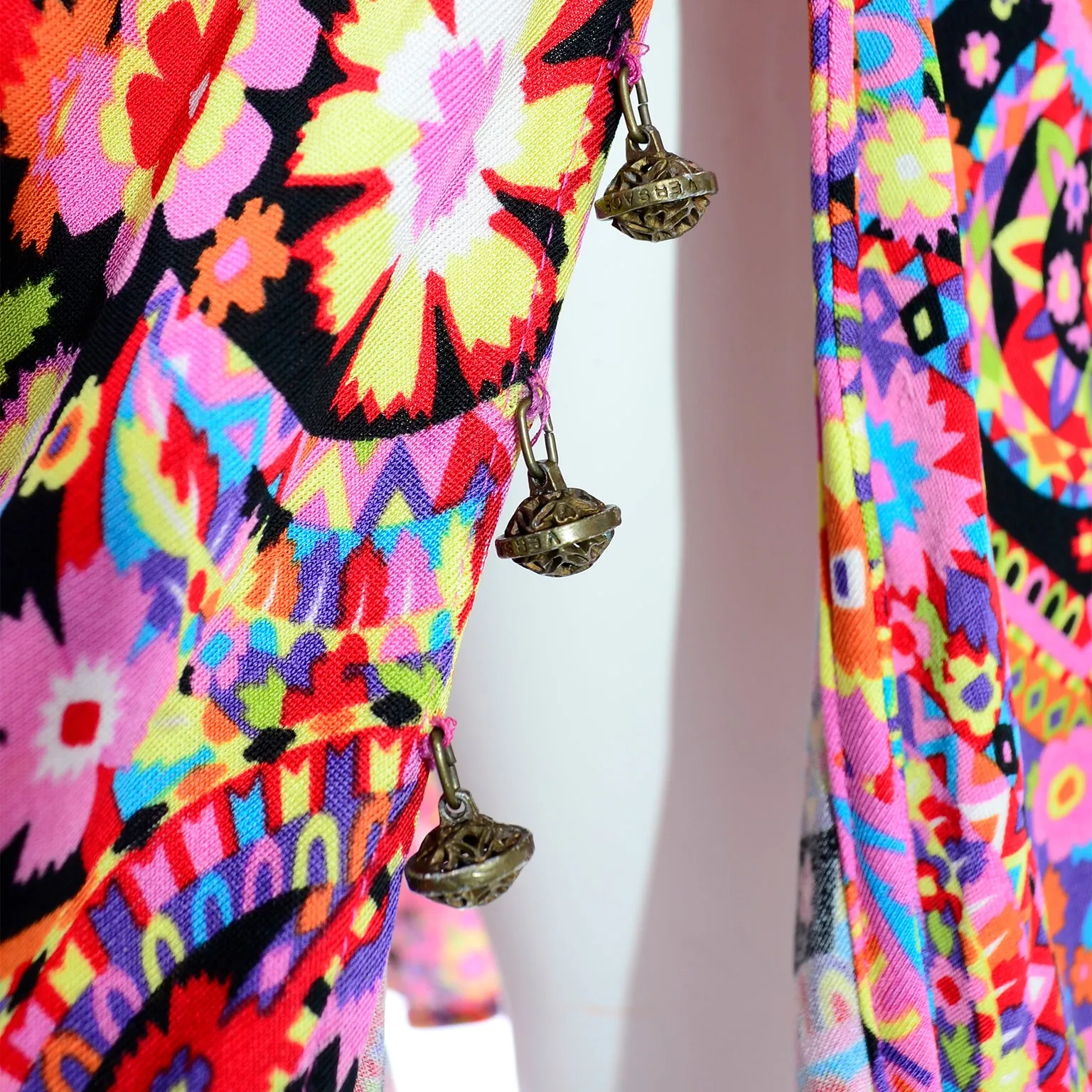 F/W 2002 Versace Mod Flower Power Print Jersey Dress
