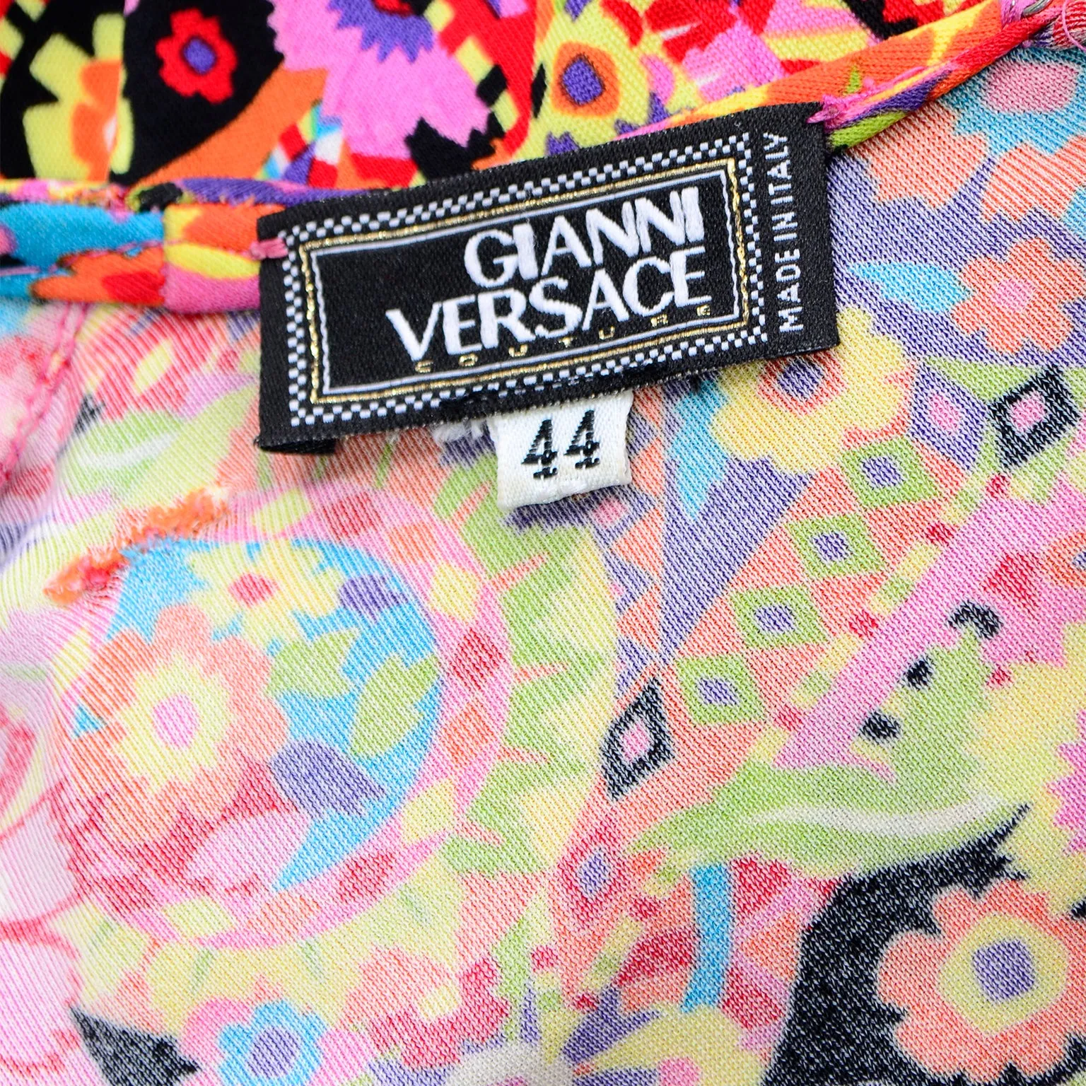 F/W 2002 Versace Mod Flower Power Print Jersey Dress