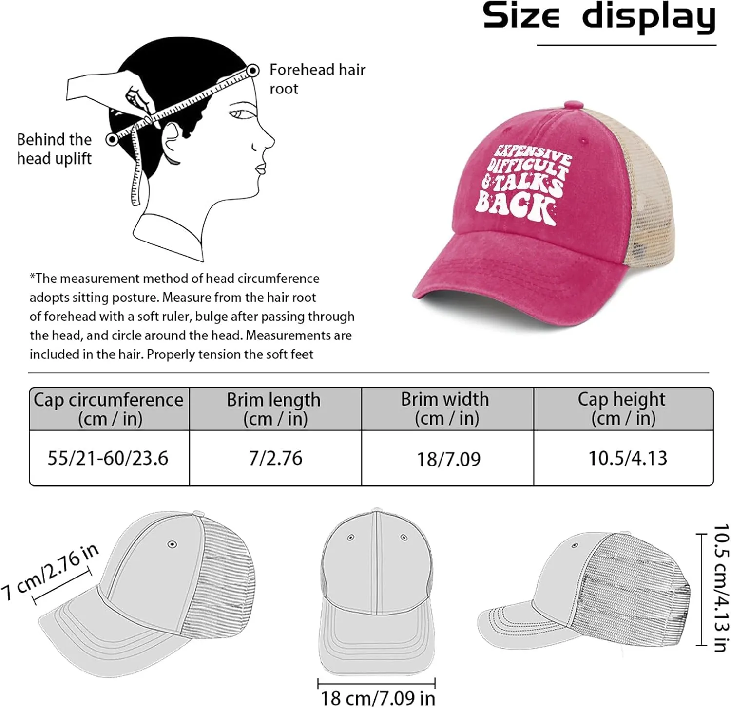Hat for Womens Fashion Denim Hat Mens AllBlack Ball Cap Fashionable Unique Gifts for Nanny