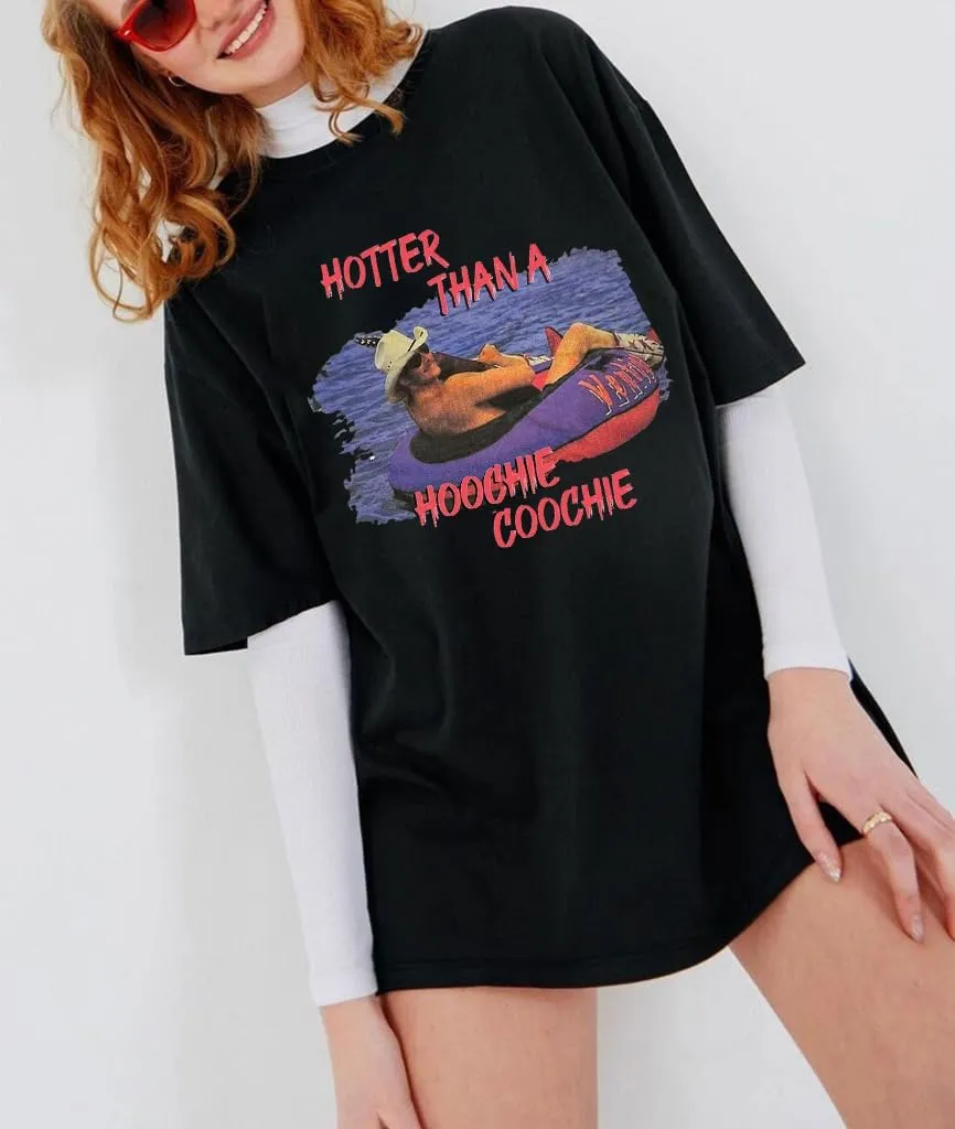 Hotter Than a Hoochie Coochie Oversized T Shirt Women Summer Beach Vacation Tops Vintage Graphic Country Music Tee