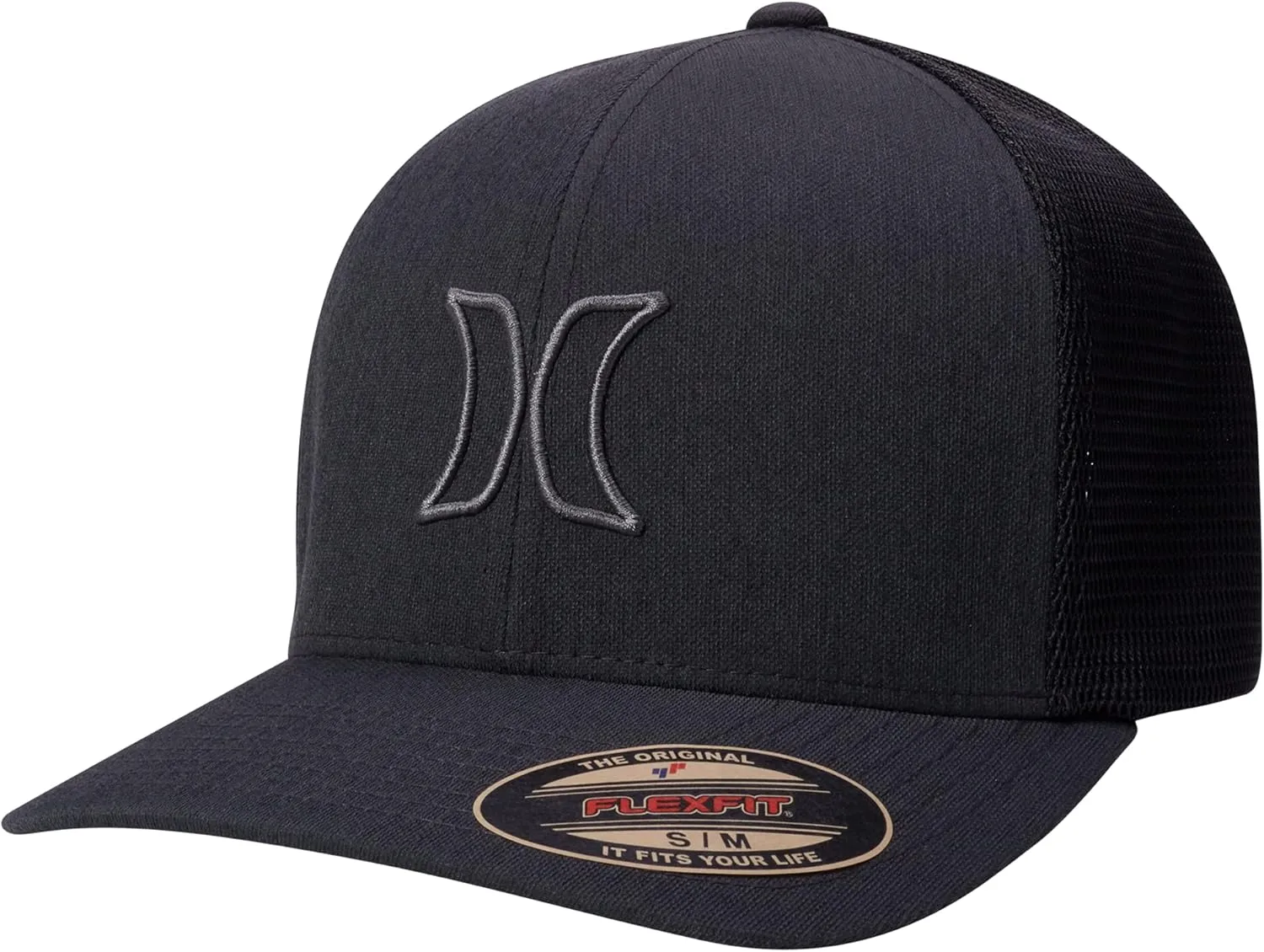 Hurley Men's Trucker Hat - Lightweight Breathable Stretch Mesh Back Curved Bill Baseball Cap with 3D Front Icon Logo