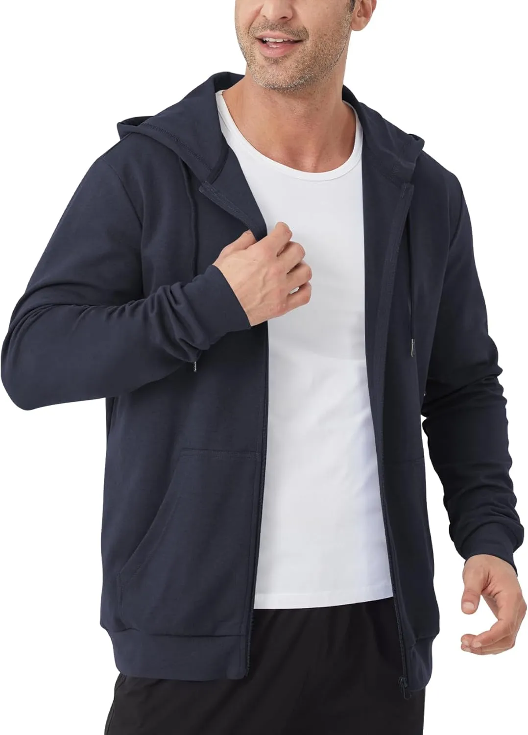 Idtswch Mens Tall Lightweight Hoodies Zip Up Sweatshirt Slim Fit Jacket