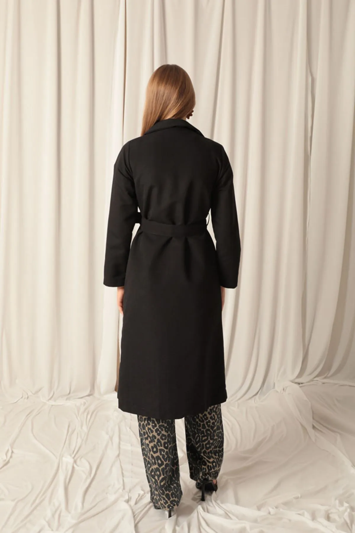 KKT Torino Fabric Liquid Proof Maxi Length Women's Black Trench Coat - Long Beach