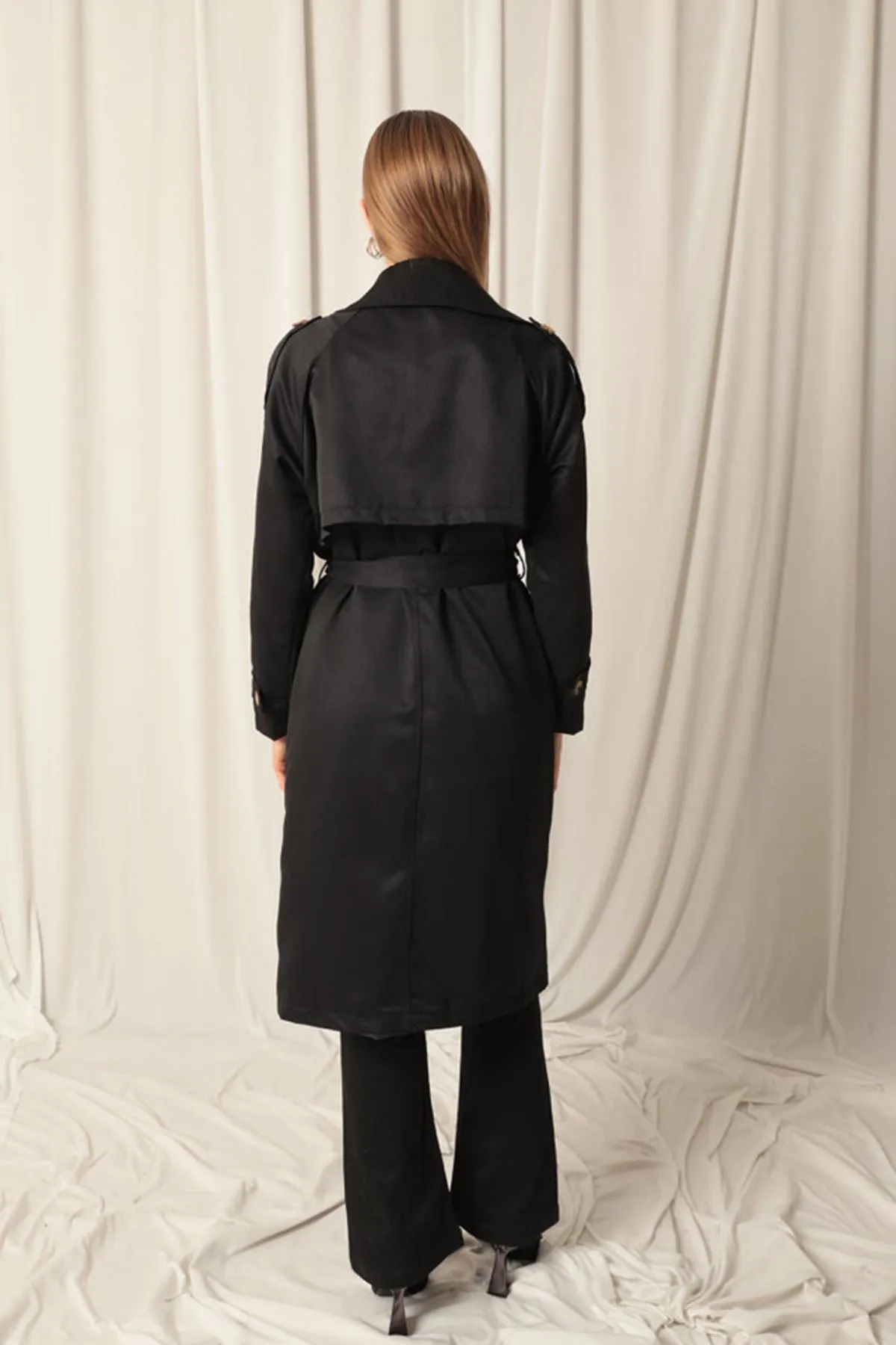 KKT Torino Fabric Waterproof Lined Women's Black Trenchcoat - Edmonds