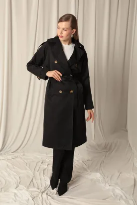 KKT Torino Fabric Waterproof Lined Women's Black Trenchcoat - Edmonds