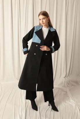 KKT Torino Fabric Women's Black Trench Coat - New Brunswick
