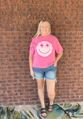 Lightning Happy Face Graphic T-Shirt