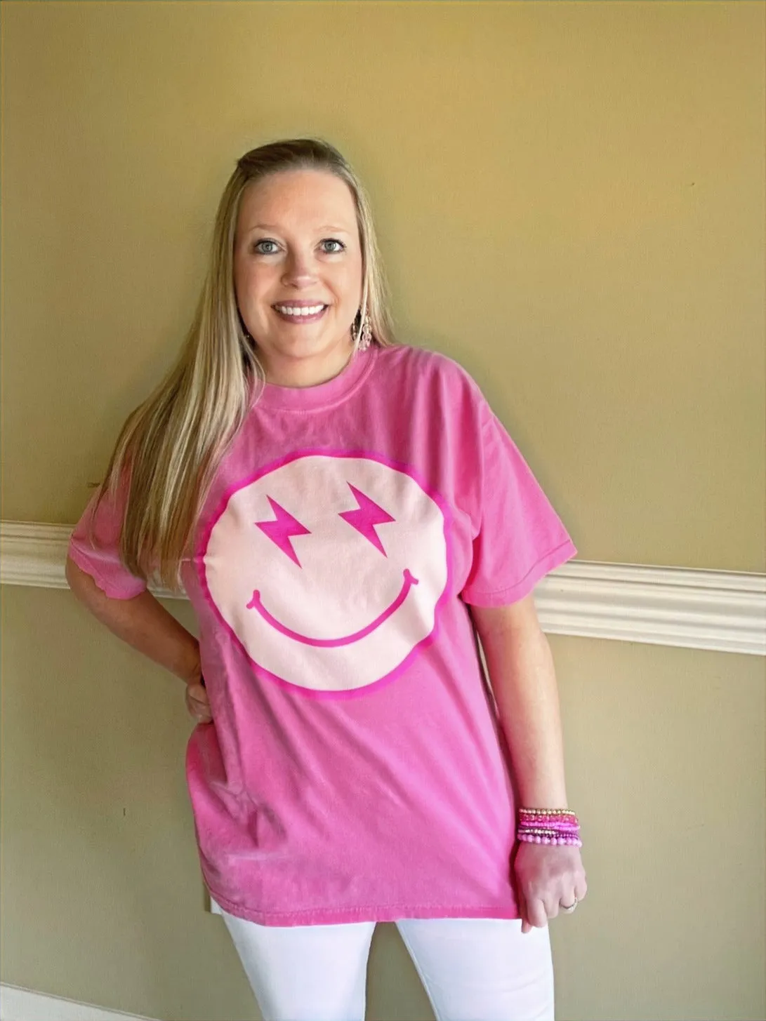 Lightning Happy Face Graphic T-Shirt