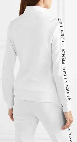 Logo Zip Jersey Sweatshirt and Pant Set, White