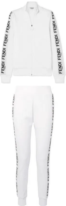 Logo Zip Jersey Sweatshirt and Pant Set, White