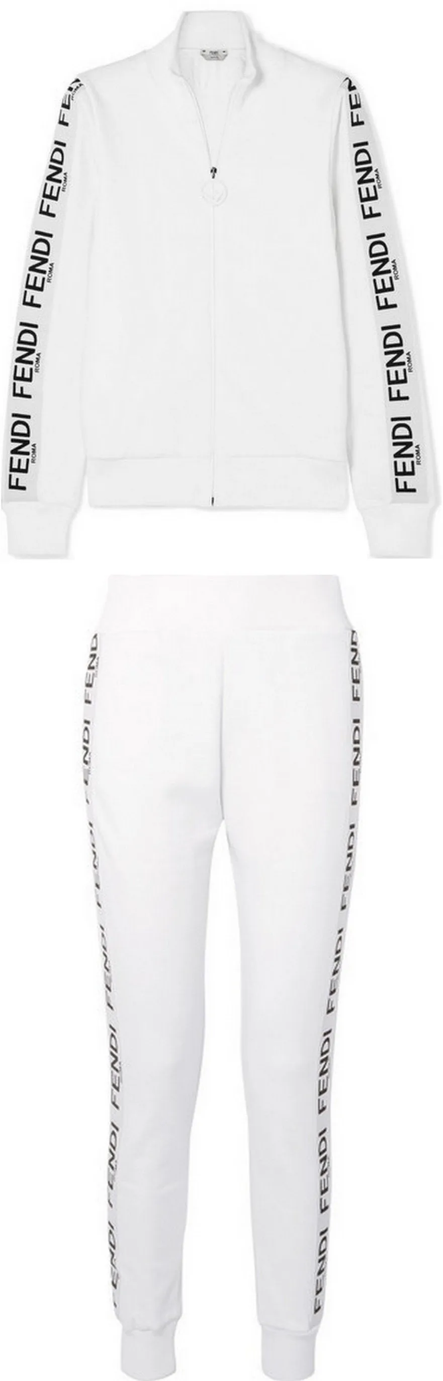 Logo Zip Jersey Sweatshirt and Pant Set, White