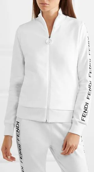Logo Zip Jersey Sweatshirt and Pant Set, White