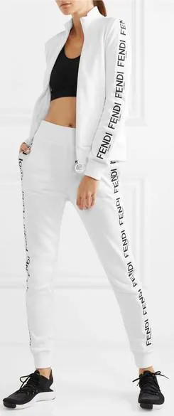 Logo Zip Jersey Sweatshirt and Pant Set, White